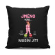 Černý polštář Jméno volá musím jít - personalizovaný produkt