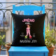 Černý polštář Jméno volá musím jít - personalizovaný produkt