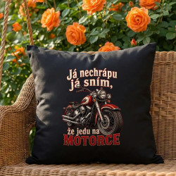 Černý polštář Já nechrápu já sním že jedu na motorce