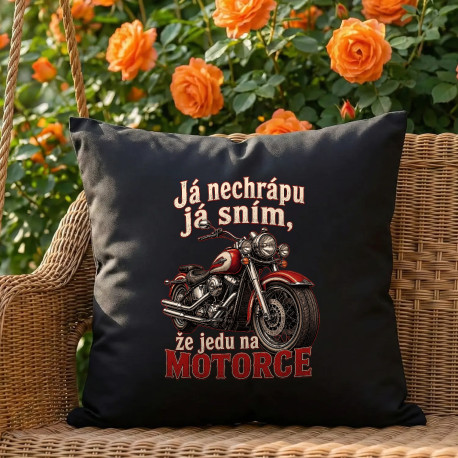 Černý polštář Já nechrápu já sním že jedu na motorce