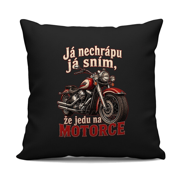 Černý polštář Já nechrápu já sním že jedu na motorce