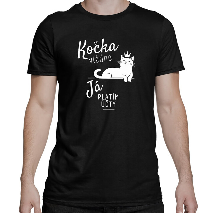 Kočka vládne, já platím účty - pánské tričko s potiskem