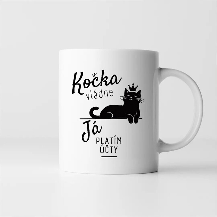 Kočka vládne, já platím účty - hrnek s potiskem