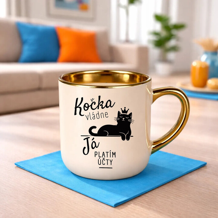 Kočka vládne, já platím účty - Elegantní hrnek na dárek