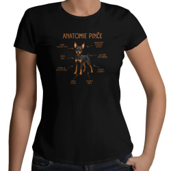 Anatomie pinče - dámské tričko s potiskem