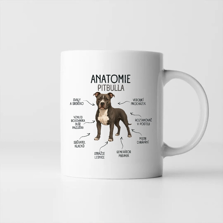 Anatomie pitbulla - hrnek s potiskem
