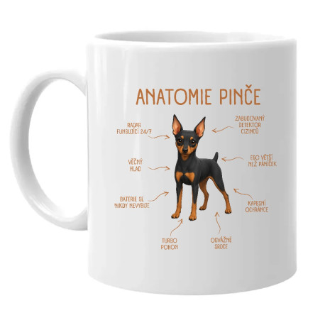 Anatomie pinče - hrnek s potiskem