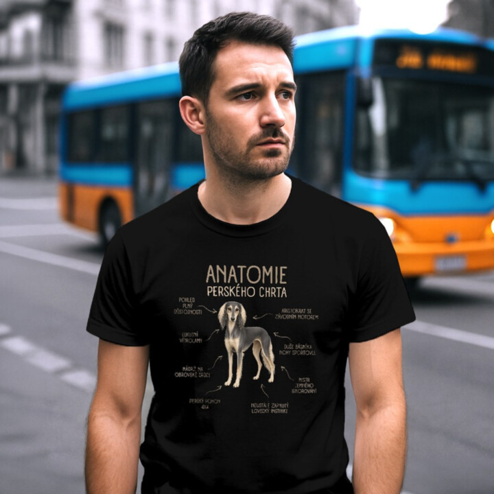 Anatomie perského chrta - pánské tričko s potiskem