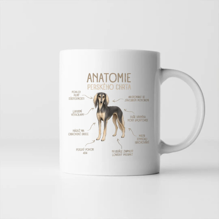 Anatomie perského chrta - hrnek s potiskem
