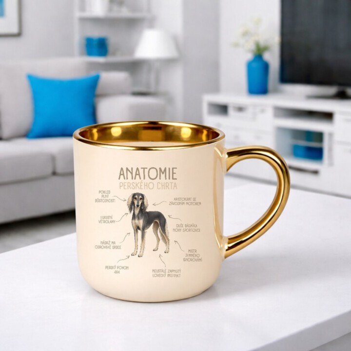 Anatomie perského chrta – Elegantní hrnek na dárek