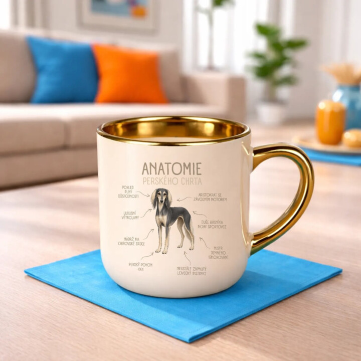 Anatomie perského chrta – Elegantní hrnek na dárek