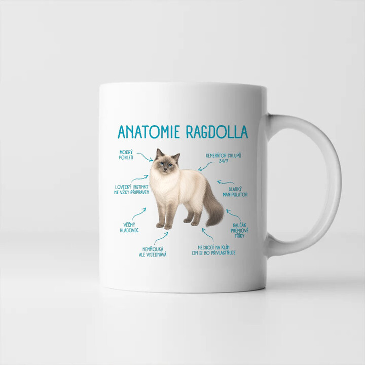 Anatomie ragdolla - hrnek s potiskem