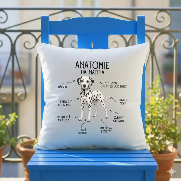 Anatomie dalmatina - polštář s potiskem