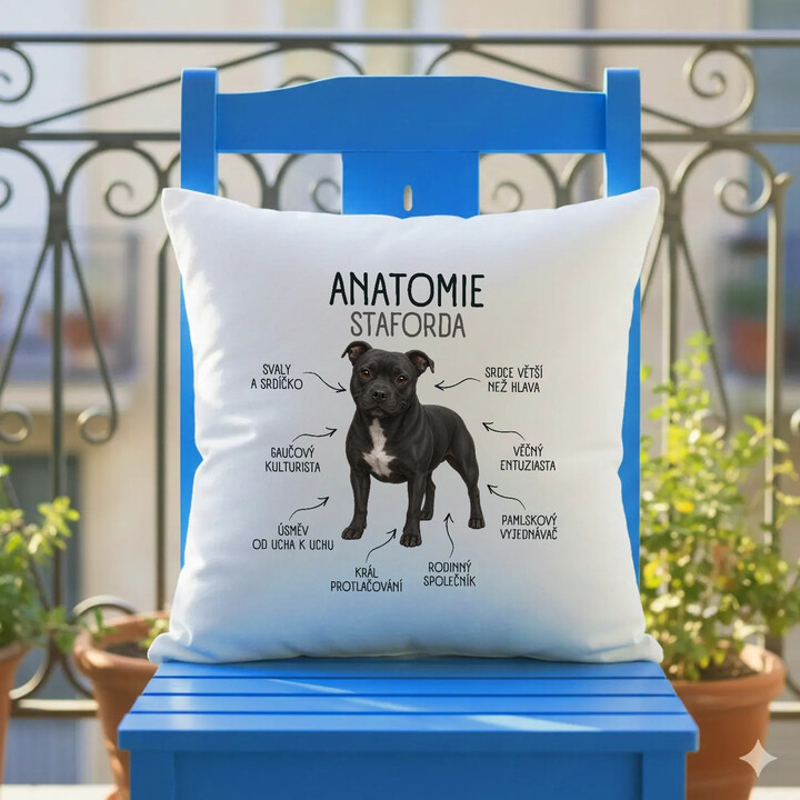 Anatomie staforda - polštář s potiskem
