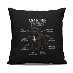 Anatomie staforda - černý polštář s potiskem