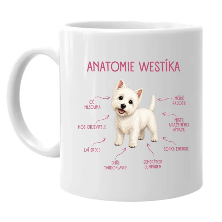 Anatomie westíka - hrnek s potiskem