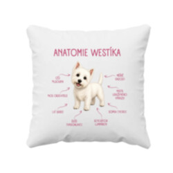 Anatomie westíka - polštář s potiskem