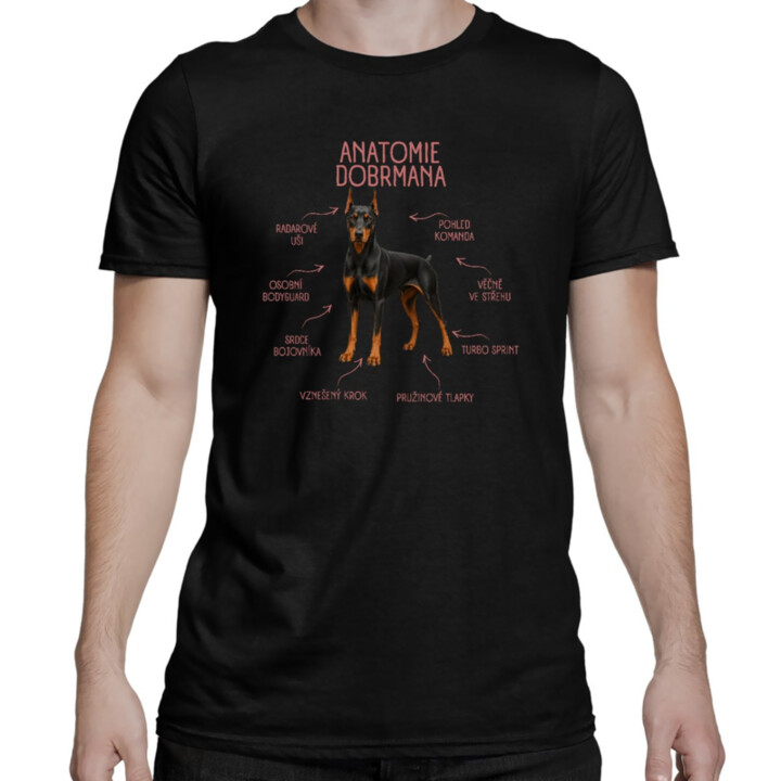 Anatomie dobrmana - pánské tričko s potiskem
