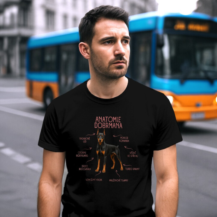 Anatomie dobrmana - pánské tričko s potiskem