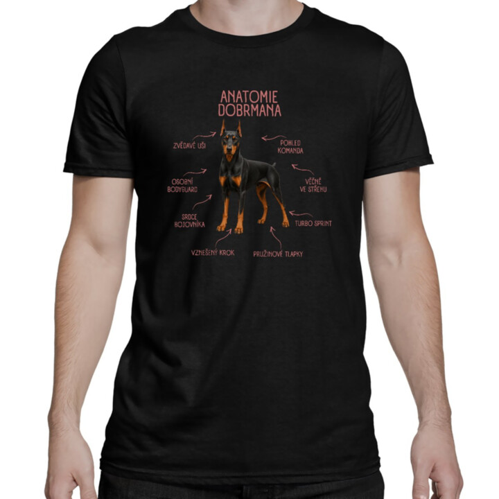 Anatomie dobrmana v2 - pánské tričko s potiskem