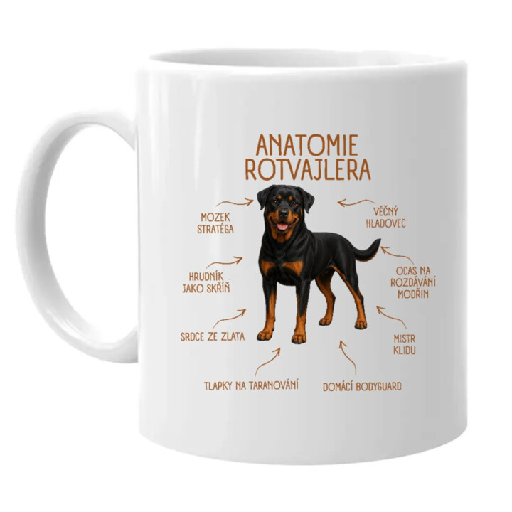 Anatomie rotvajlera - hrnek s potiskem
