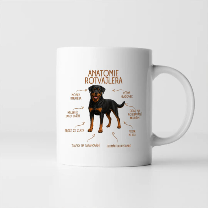 Anatomie rotvajlera - hrnek s potiskem