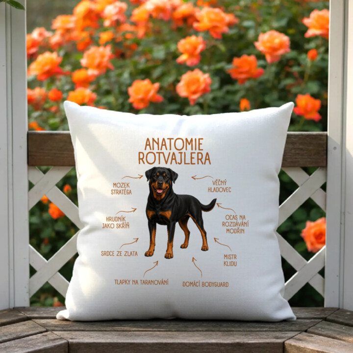 Anatomie rotvajlera - polštář s potiskem