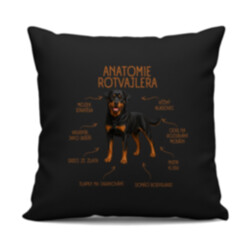 Anatomie rotvajlera - černý polštář s potiskem