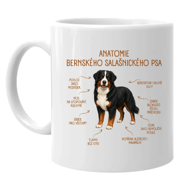Anatomie bernského salašnického psa - hrnek s potiskem