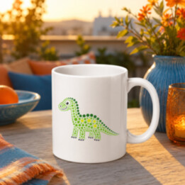 Dinosaurus z teček - den tečky - hrnek s potiskem