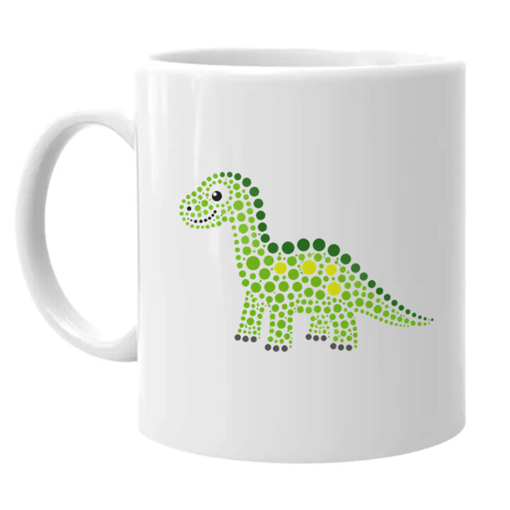 Dinosaurus z teček - den tečky - hrnek s potiskem