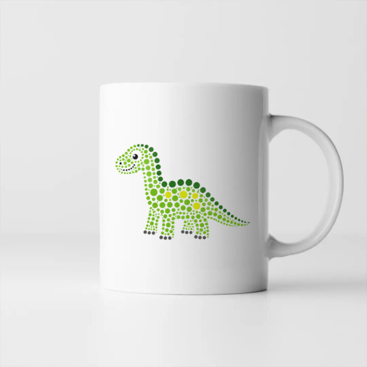 Dinosaurus z teček - den tečky - hrnek s potiskem