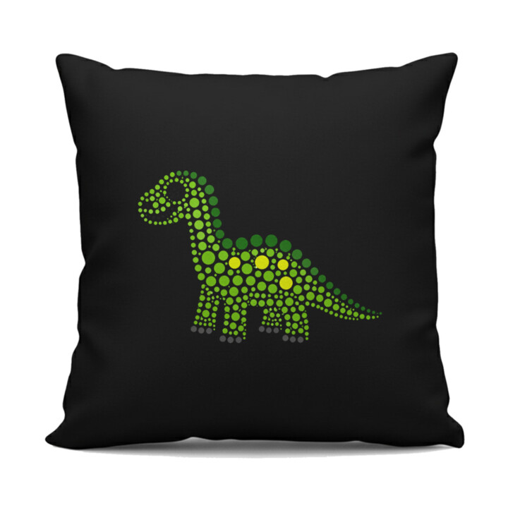 Dinosaurus z teček - den tečky - černý polštář s potiskem