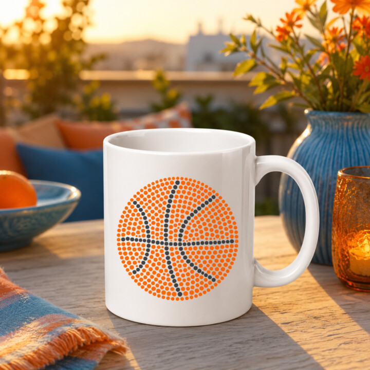Basketbalový míč z teček - den tečky - hrnek s potiskem