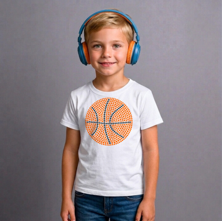 Basketbalový míč z teček - den tečky - dětské tričko s potiskem