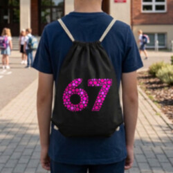 Růžová 67 z teček - den tečky - vak na záda s potiskem