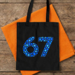 Modrá 67 z teček - den tečky - taška s potiskem