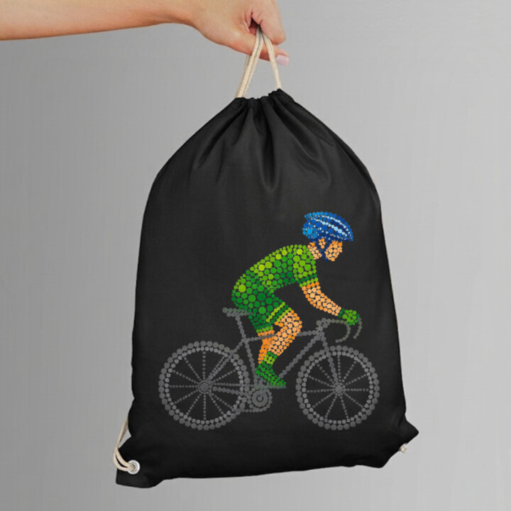 Cyklista z teček - den tečky - vak na záda s potiskem