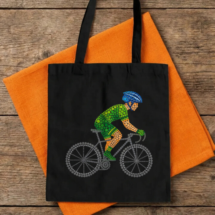 Cyklista z teček - den tečky - taška s potiskem