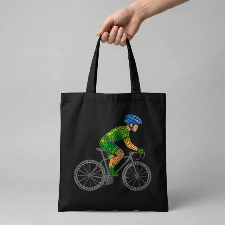 Cyklista z teček - den tečky - taška s potiskem