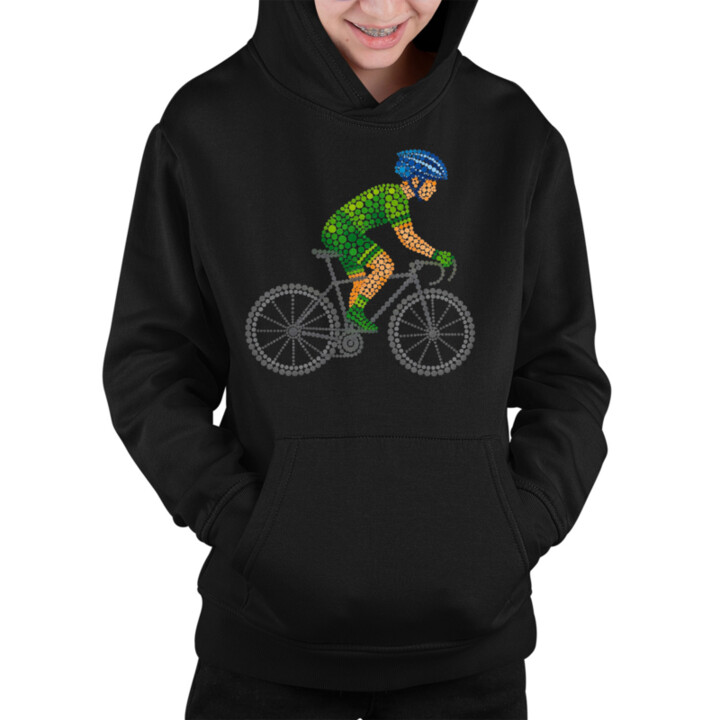 Cyklista z teček - den tečky - dětská mikina s potiskem