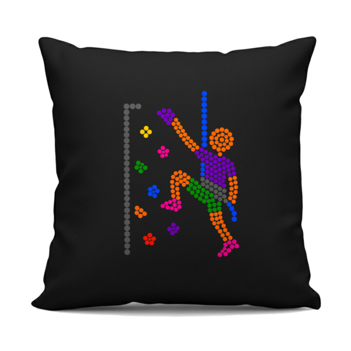 Lezení z teček - den tečky - černý polštář s potiskem