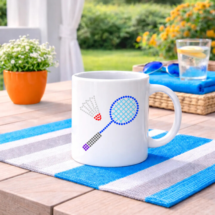 Badminton z teček - den tečky - hrnek s potiskem