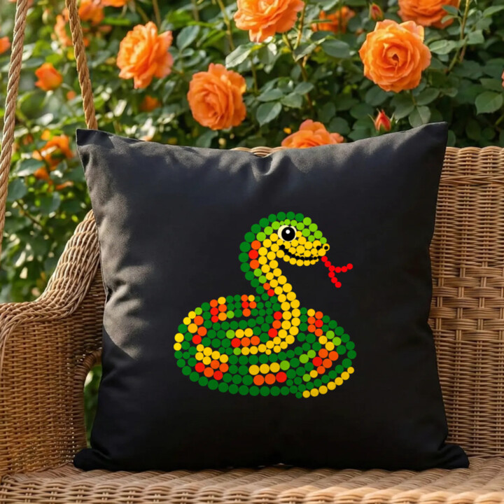 Had z teček - den tečky - černý polštář s potiskem