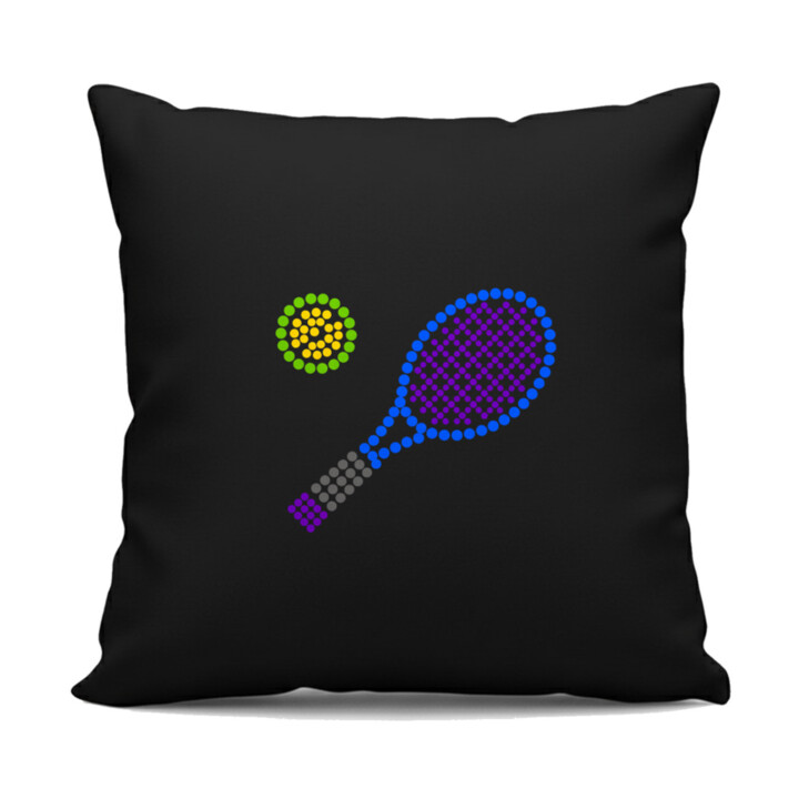 Tenis z teček - den tečky - černý polštář s potiskem