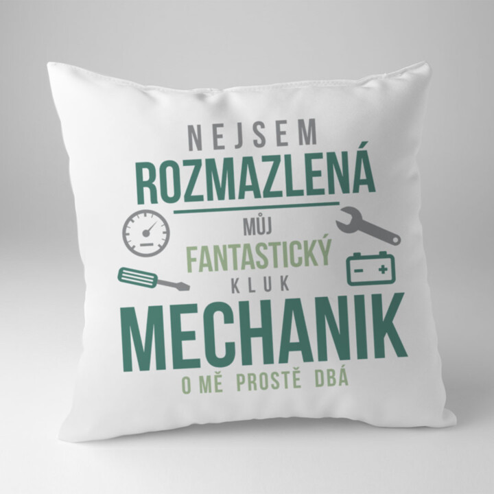 Mechanik o mě prostě dbá - polštář s potiskem