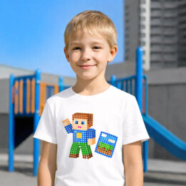 Kostičkový hráč z teček - den tečky - dětské tričko s potiskem - inspirováno Robloxem