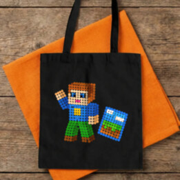 Kostičkový hráč z teček - den tečky - taška s potiskem - inspirováno Robloxem