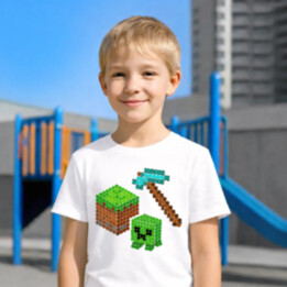 Kostičkový svět z teček - den tečky - dětské tričko s potiskem - inspirováno Minecraftem