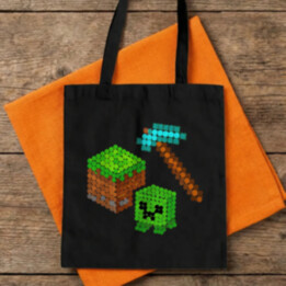 Kostičkový svět z teček - den tečky - taška s potiskem - inspirováno Minecraftem